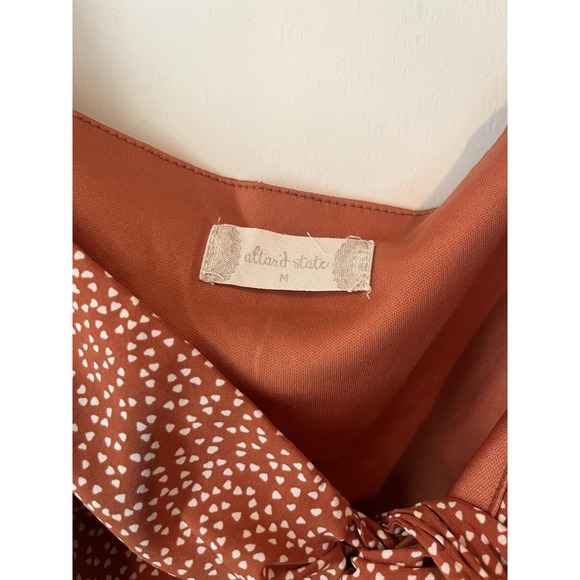 Altard State Balloon Sleeve Crop Top Wrap Front Long Sleeve Orange Hearts Size M - Picture 2 of 4